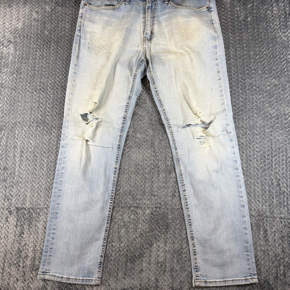 Levi's 541 Men Jeans 34X32 Blue Denim Athletic Taper Fit Light Wash Distressed